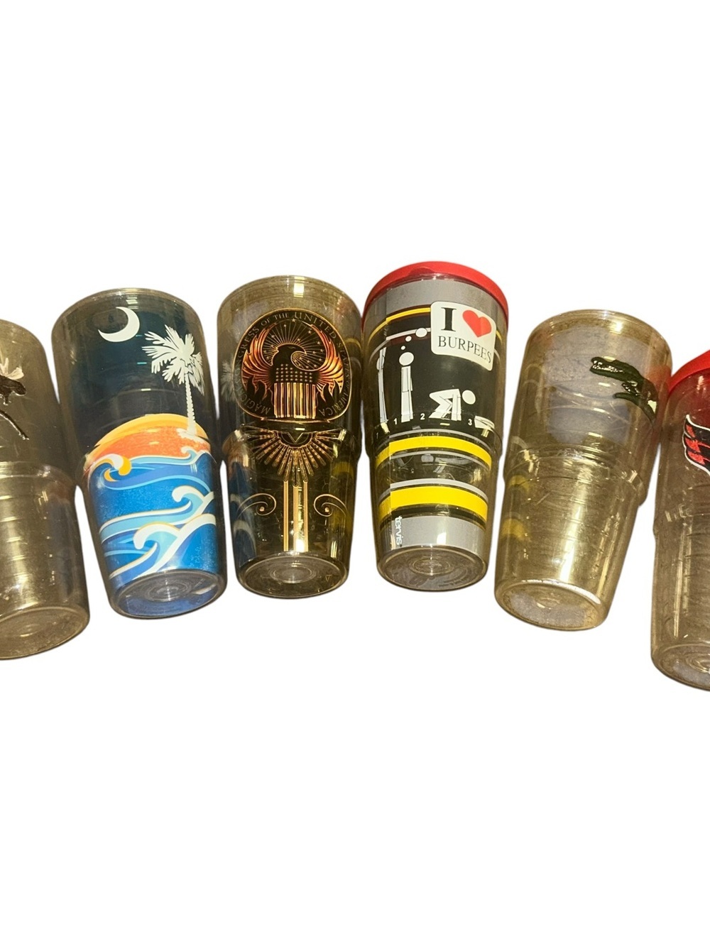 Tervis TumblersLot of 6 Embroidered Designs moose, burpees, alligator, capitals